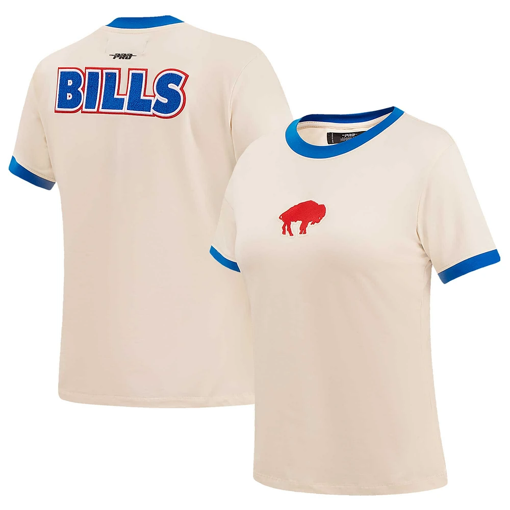 T-shirt à sonnerie classique rétro Pro Standard Cream Buffalo Bills pour femmes