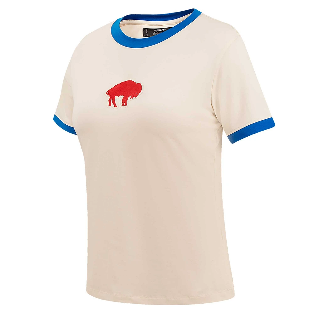 Women's Pro Standard Cream Buffalo Bills Retro Classic Ringer T-Shirt