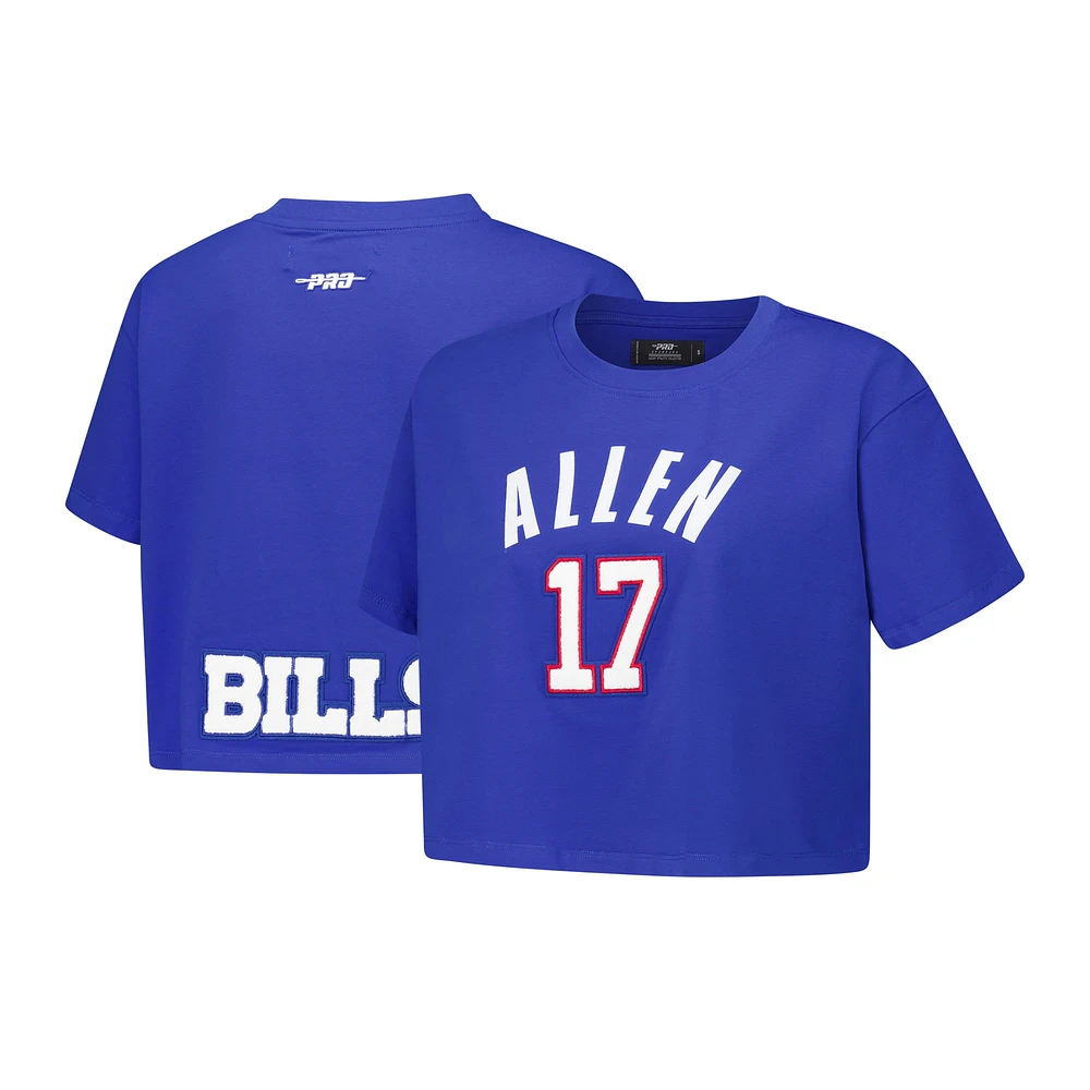 Women's Pro Standard Josh Allen Royal Buffalo Bills Player Name & Number Cropped Boxy T-Shirt