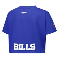 Women's Pro Standard Josh Allen Royal Buffalo Bills Player Name & Number Cropped Boxy T-Shirt