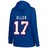 Profil pour femme Josh Allen Royal Buffalo Bills Nom et numéro de joueur grande taille - Sweat à capuche