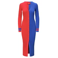 Women's STAUD Red/Royal Buffalo Bills Shoko Knit Button-Up Sweater Dress