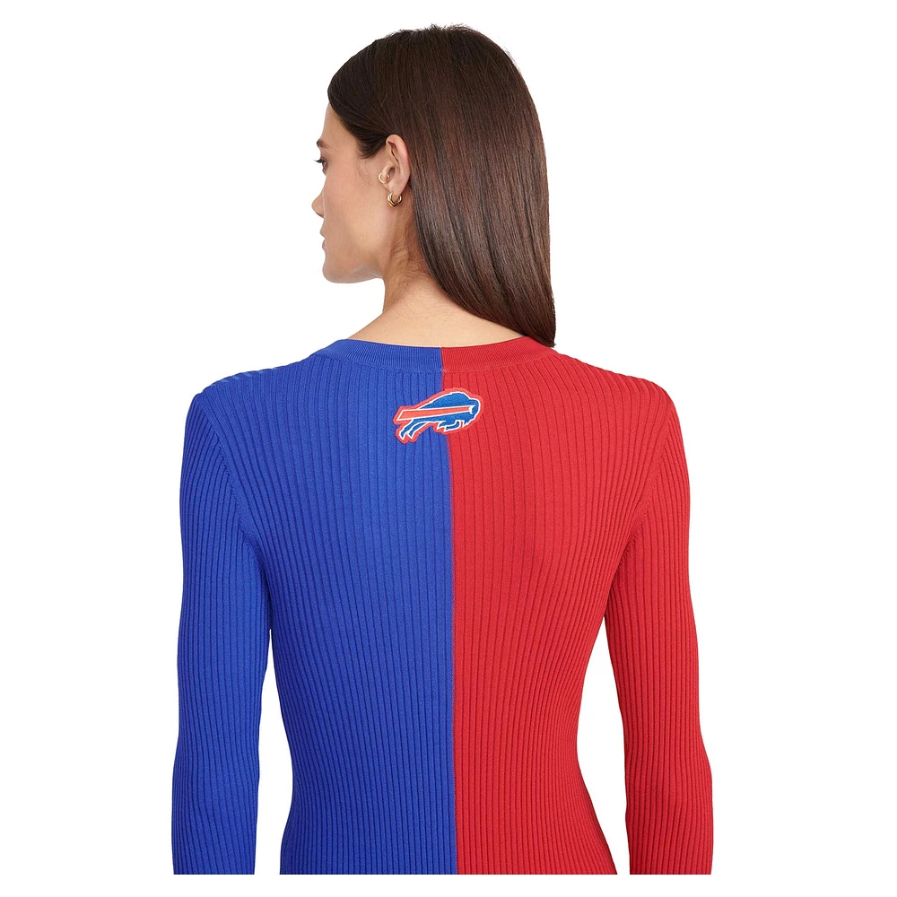 Women's STAUD Red/Royal Buffalo Bills Shoko Knit Button-Up Sweater Dress