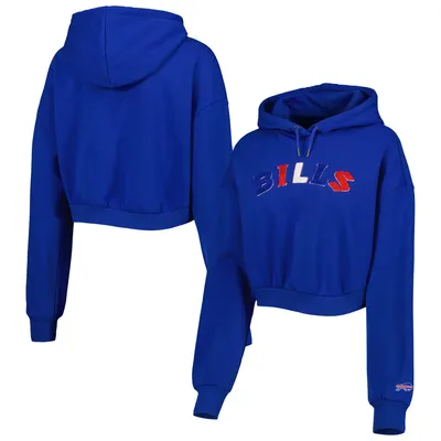 Buffalo Bills The Wild Collective Women's Cropped Pullover Hoodie - Royal