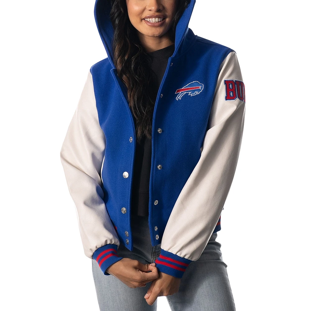 Women's The Wild Collective Royal Buffalo Bills Sailor Full-Snap Hooded Varsity Jacket