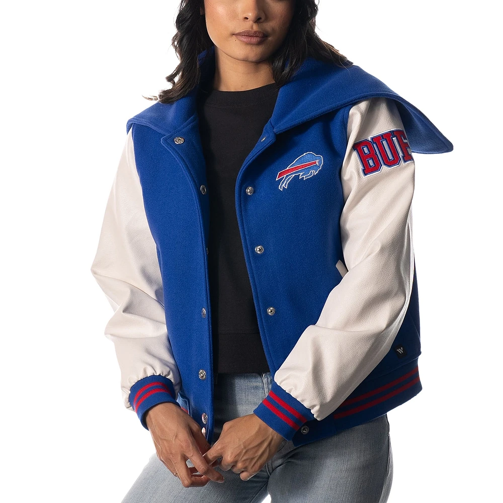 Veste universitaire à capuche bouton-pression pour femme The Wild Collective Royal Buffalo Bills Sailor