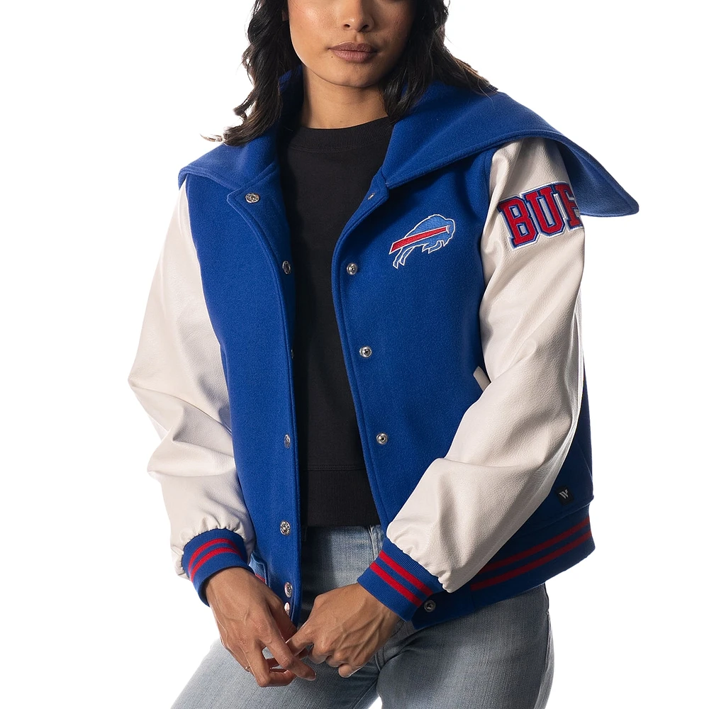 Women's The Wild Collective Royal Buffalo Bills Sailor Full-Snap Hooded Varsity Jacket