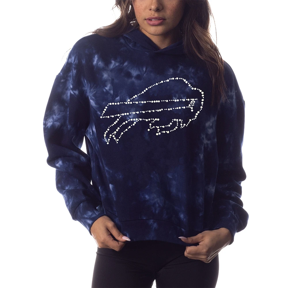 Women's The Wild Collective Royal Buffalo Bills Tie-Dye Cropped Pullover Hoodie