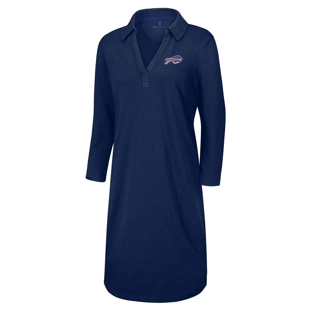 Women's Tommy Bahama Navy Buffalo Bills Ashby Isles Three-Quarter Length Sleeve Pullover
 Jersey Dress