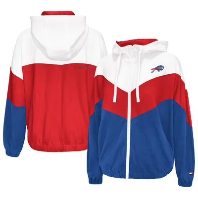 Women's Tommy Hilfiger White/Red Buffalo Bills Staci Half-Zip Hoodie Windbreaker Jacket Size: Small