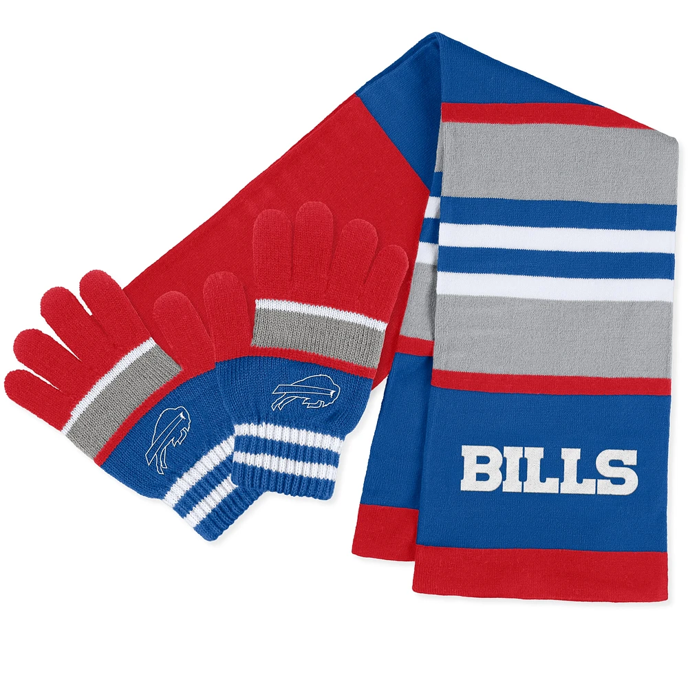 Ensemble gants et écharpe à rayures Buffalo Bills pour femme WEAR by Erin Andrews