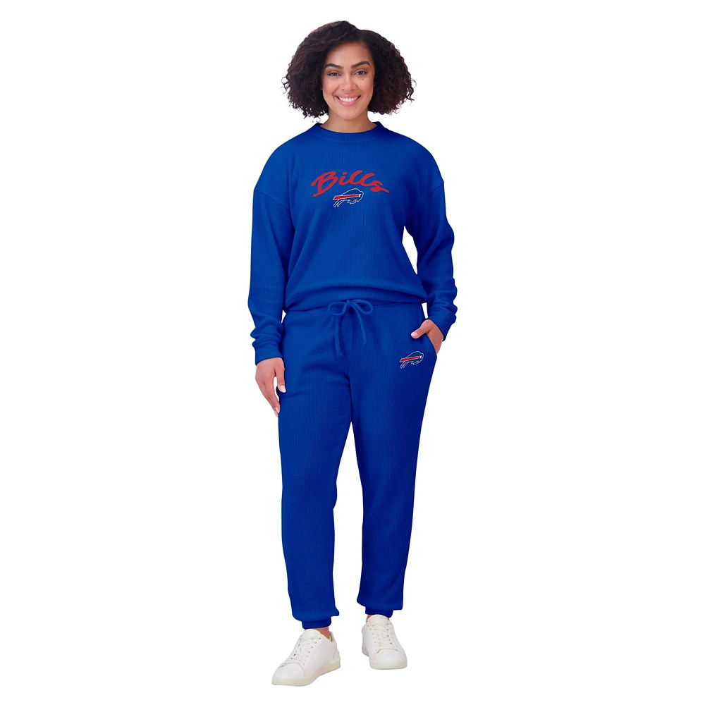 Ensemble de détente pour femme WEAR by Erin Andrews composé d'un t-shirt à manches longues et pantalon Buffalo Bills en tricot tri-blend crème