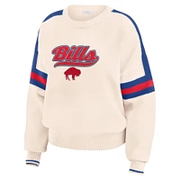 Women's WEAR by Erin Andrews  Cream Buffalo Bills Stripe Pullover Sweater