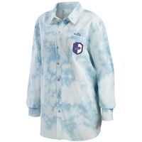 Women's WEAR by Erin Andrews Denim Buffalo Bills Chambray Acid-Washed Long Sleeve - Button-Up Shirt