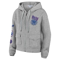 Sweat à capuche entièrement zippé WEAR by Erin Andrews pour femme, gris chiné, Buffalo Bills