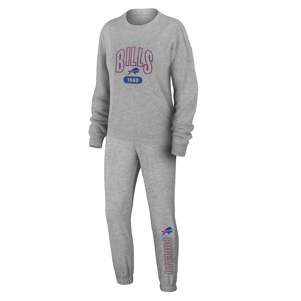 Ensemble de nuit pour femme WEAR by Erin Andrews Heather Gray Buffalo Bills en tricot à manches longues et pantalon