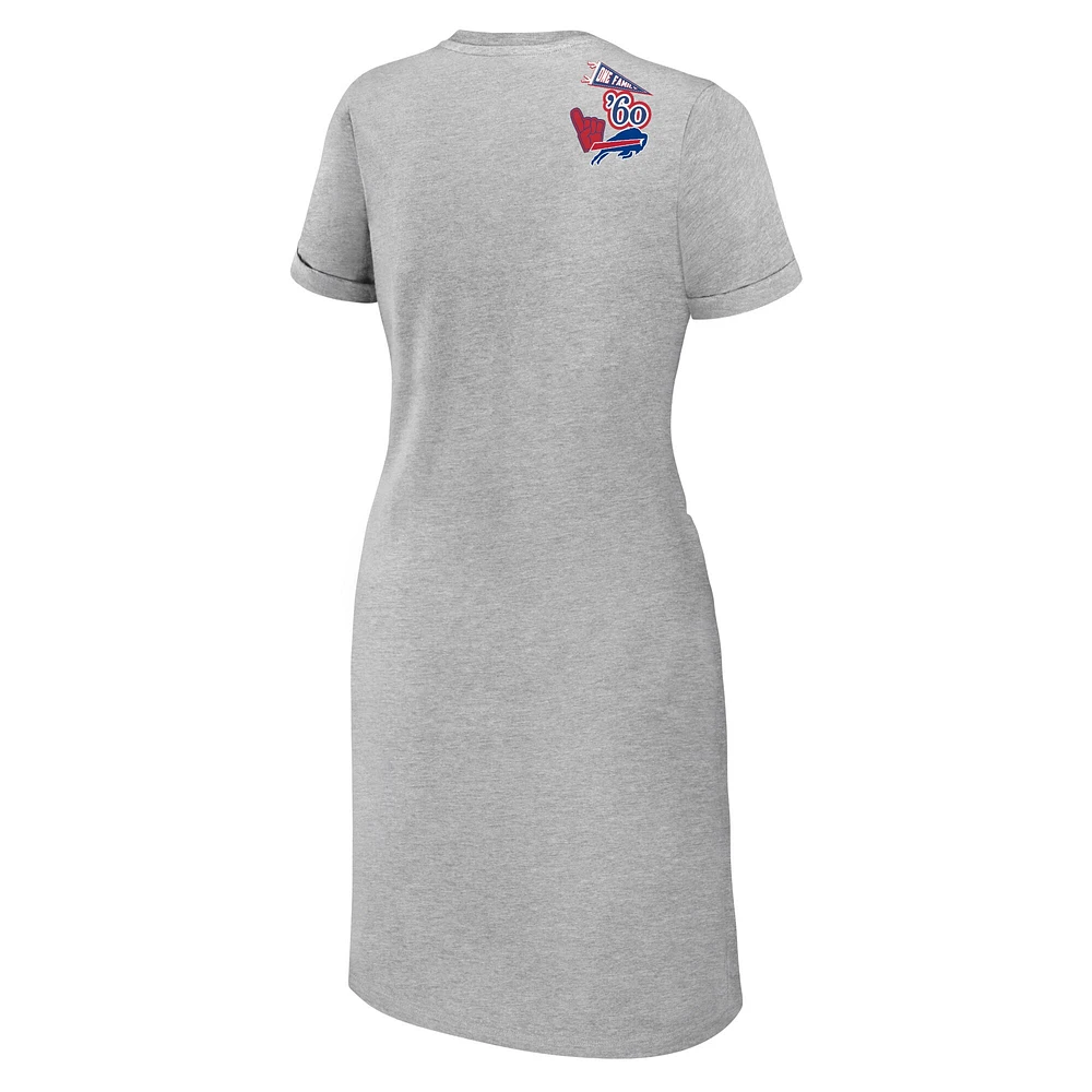 Robe t-shirt nouée pour femme WEAR by Erin Andrews, gris chiné, Buffalo Bills