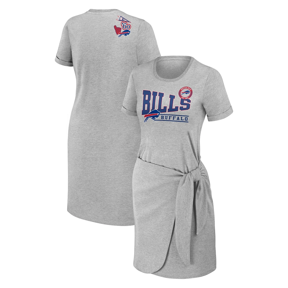 Robe t-shirt nouée pour femme WEAR by Erin Andrews, gris chiné, Buffalo Bills