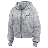 Women's WEAR by Erin Andrews  Heather Gray Buffalo Bills Speckled Fleece Cropped Full-Zip Hoodie