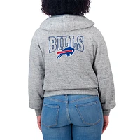 Women's WEAR by Erin Andrews  Heather Gray Buffalo Bills Speckled Fleece Cropped Full-Zip Hoodie