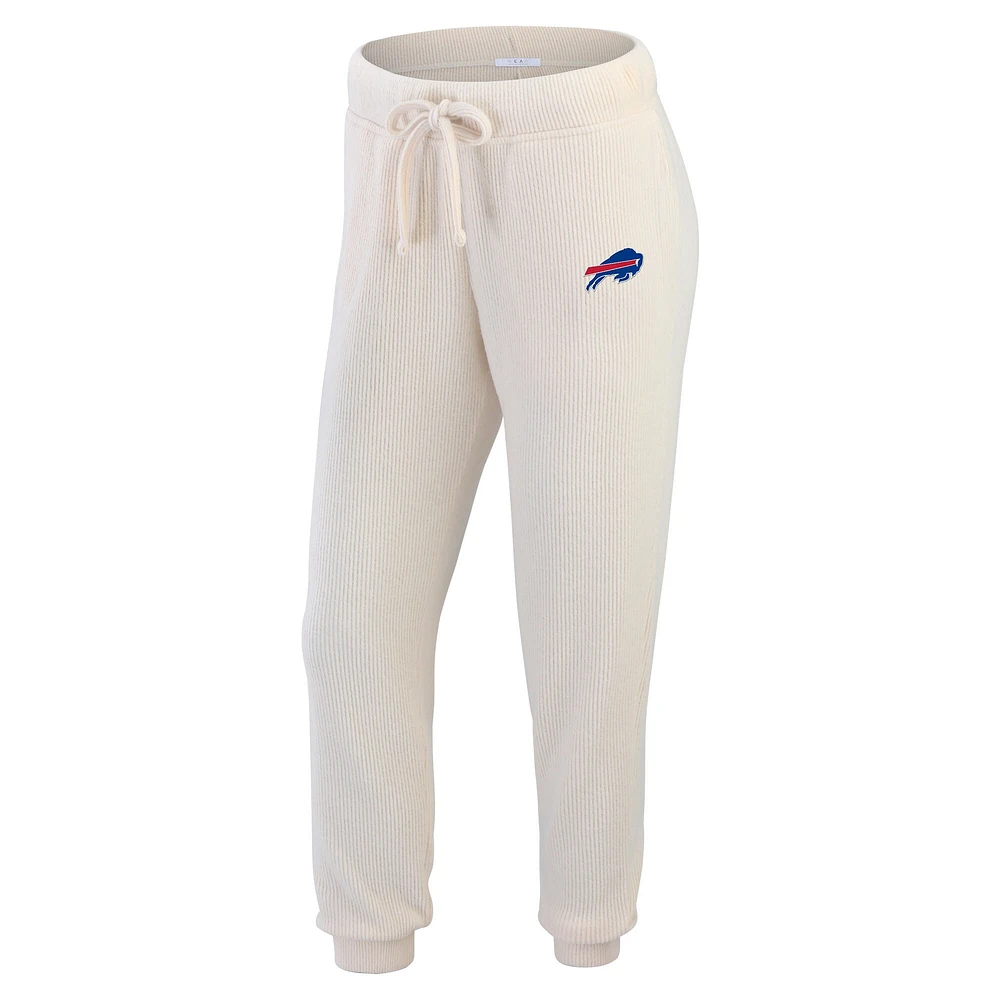 Ensemble de détente pour femme WEAR by Erin Andrews Oatmeal Buffalo Bills en tricot côtelé à manches longues et pantalon grande taille