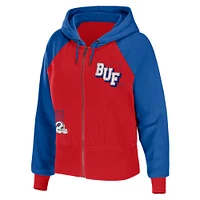 Women's WEAR by Erin Andrews Red Buffalo Bills Colorblock Lightweight Full-Zip Hoodie