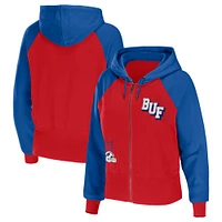 Women's WEAR by Erin Andrews Red Buffalo Bills Colorblock Lightweight Full-Zip Hoodie