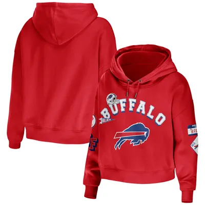 Buffalo Bills WEAR by Erin Andrews Women's Fleece Cropped Pullover Hoodie -  Black