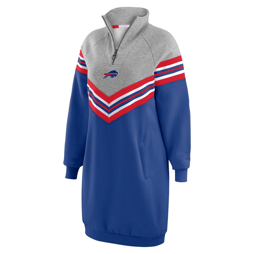 Robe à rayures chevrons Buffalo Bills Royal/Heather Grey pour femme WEAR by Erin Andrews