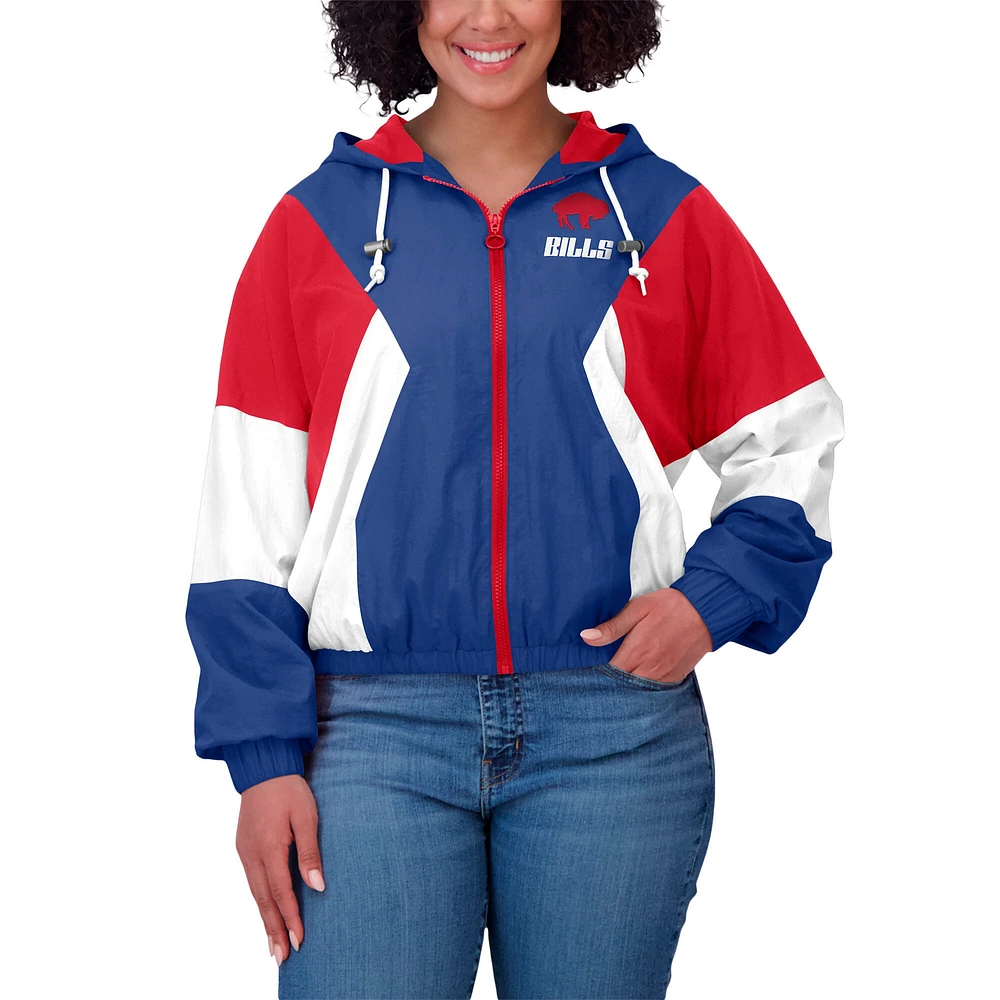 Women's WEAR by Erin Andrews Royal/Red Buffalo Bills Color Block Full-Zip Windbreaker Jacket