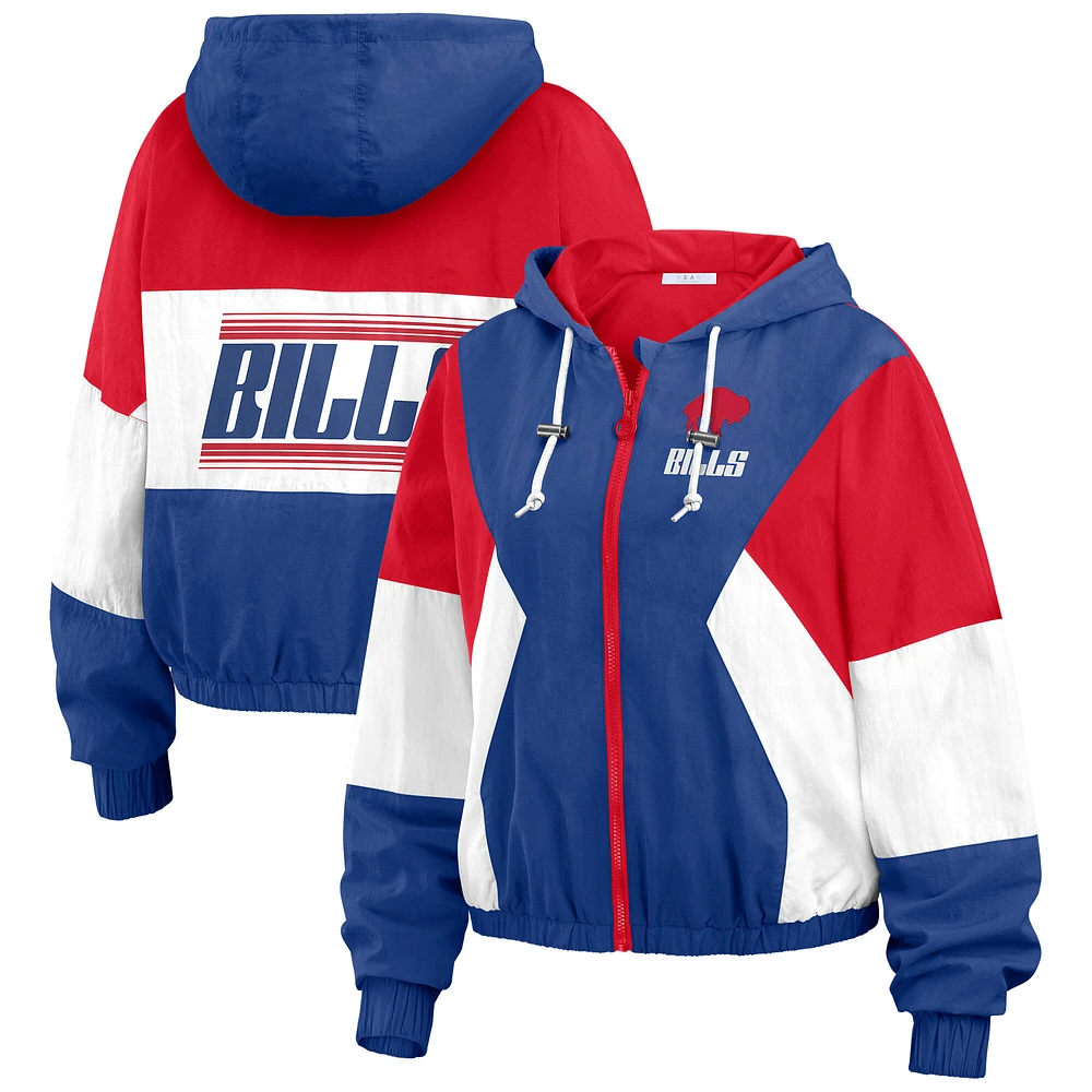 Women's WEAR by Erin Andrews Royal/Red Buffalo Bills Color Block Full-Zip Windbreaker Jacket