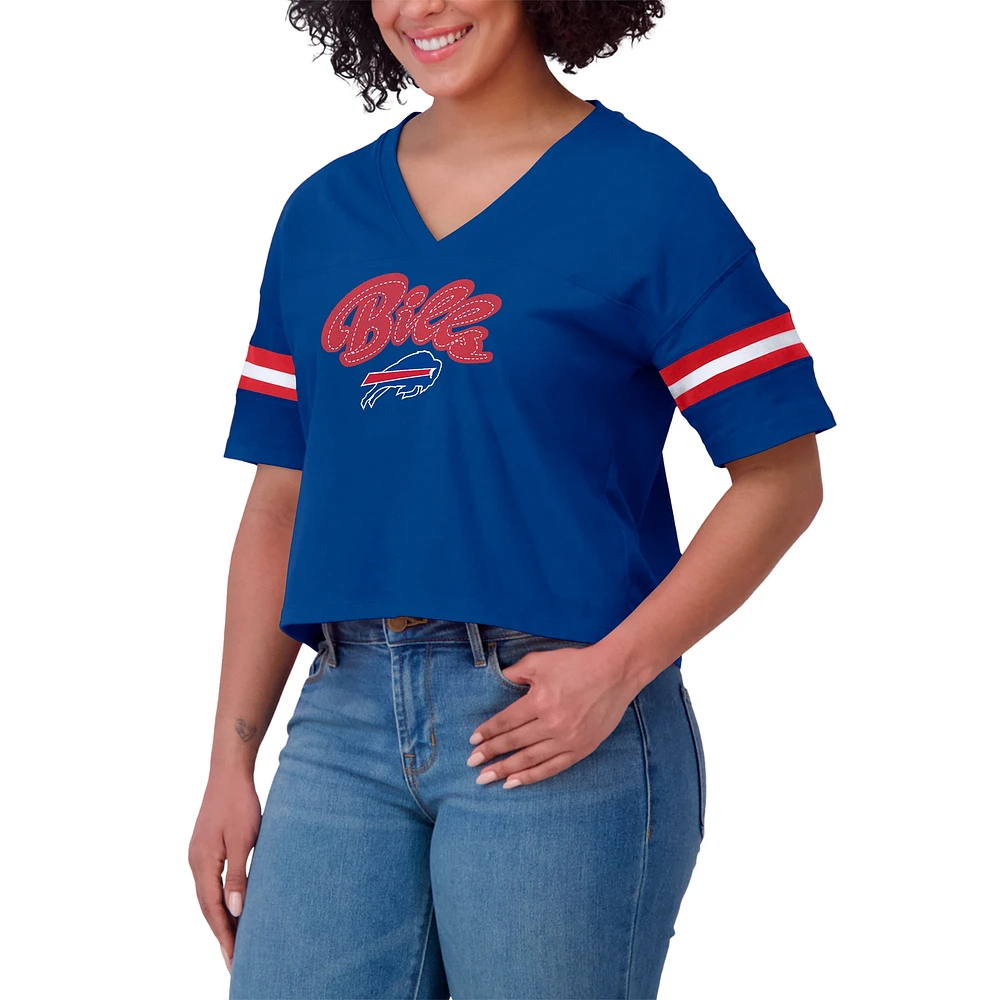 T-shirt boxy à blocs de couleurs grande taille Buffalo Bills Royal/White pour femme WEAR by Erin Andrews