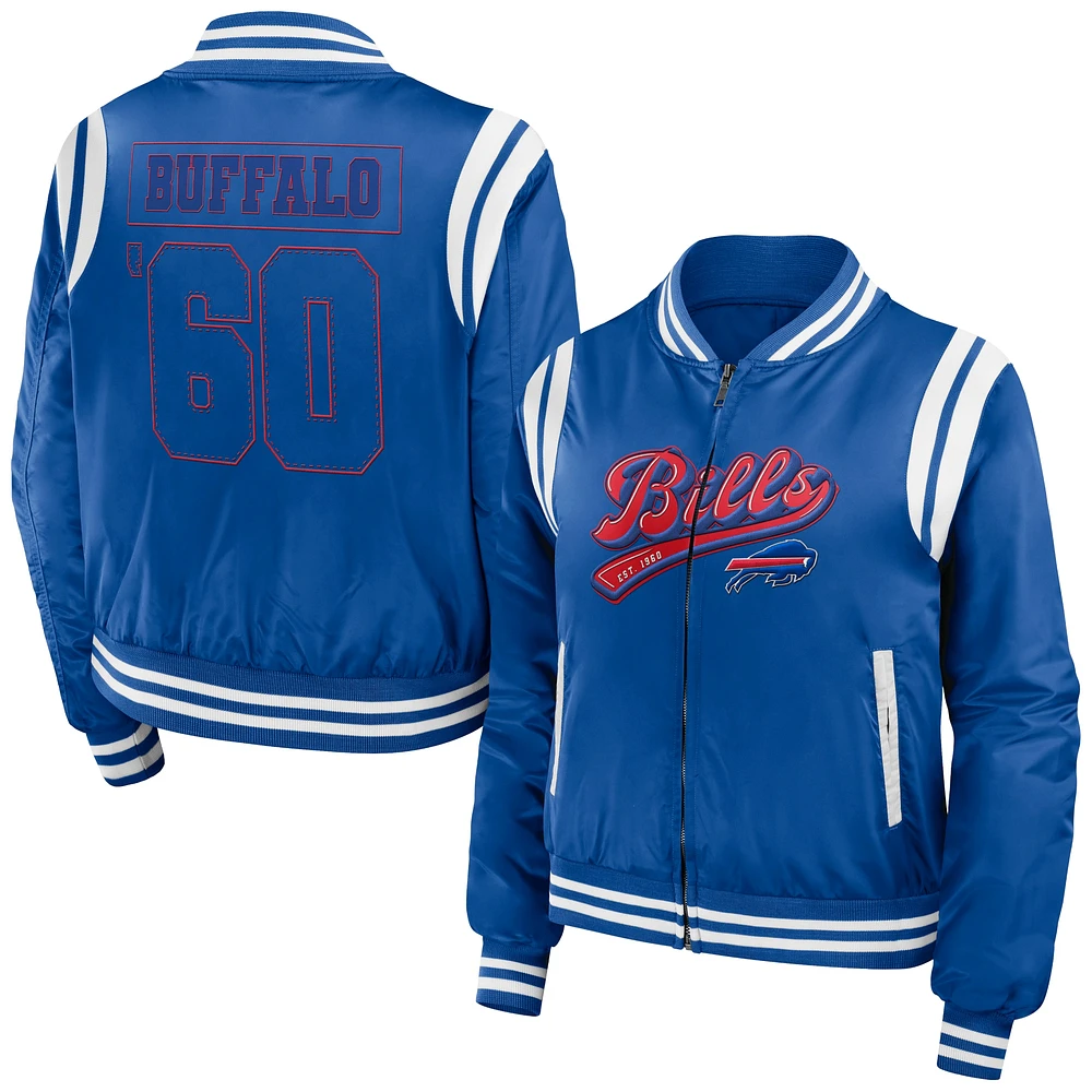 Blouson aviateur entièrement zippé Royal Buffalo Bills WEAR by Erin Andrews pour femme