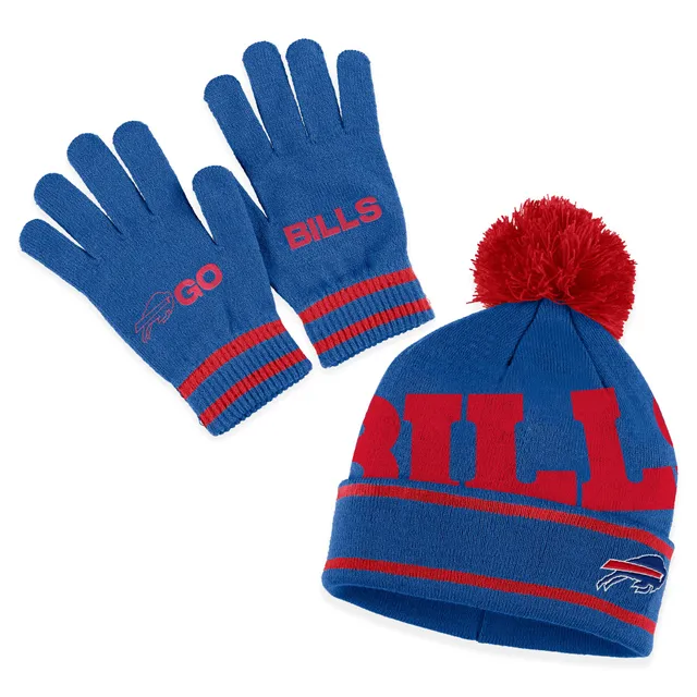 Lids Buffalo Bills WEAR by Erin Andrews Women's Double Jacquard Cuffed Knit  Hat with Pom and Gloves Set - Royal