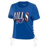 T-shirt court à lacets sur le côté pour femme WEAR by Erin Andrews Royal Buffalo Bills