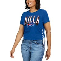 Women's WEAR by Erin Andrews Royal Buffalo Bills Lace Up Side Modest Cropped T-Shirt