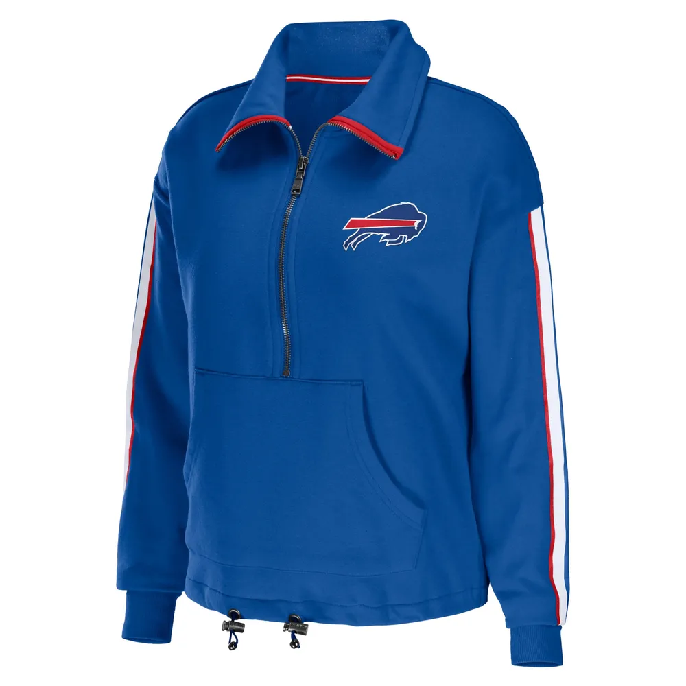 WEAR by Erin Andrews Women's WEAR by Erin Andrews Royal Buffalo Bills Logo  Stripe Half-Zip Top