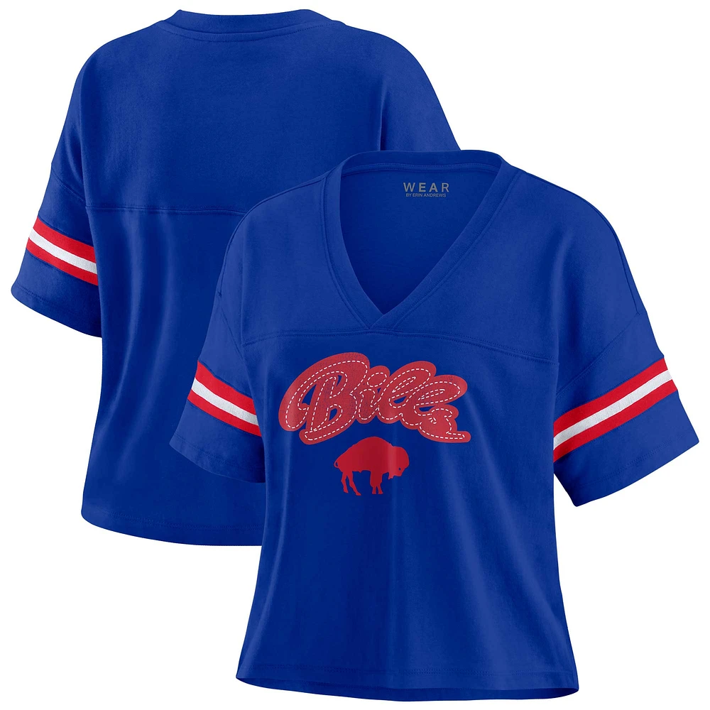 T-shirt à col en V blocs de couleurs pour femmes WEAR by Erin Andrews Royal Buffalo Bills grande taille