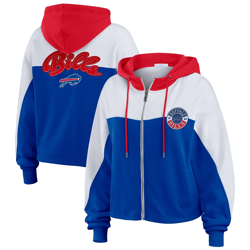 Sweat à capuche zippé blocs de couleurs grande taille Royal Buffalo Bills pour femme par Erin Andrews