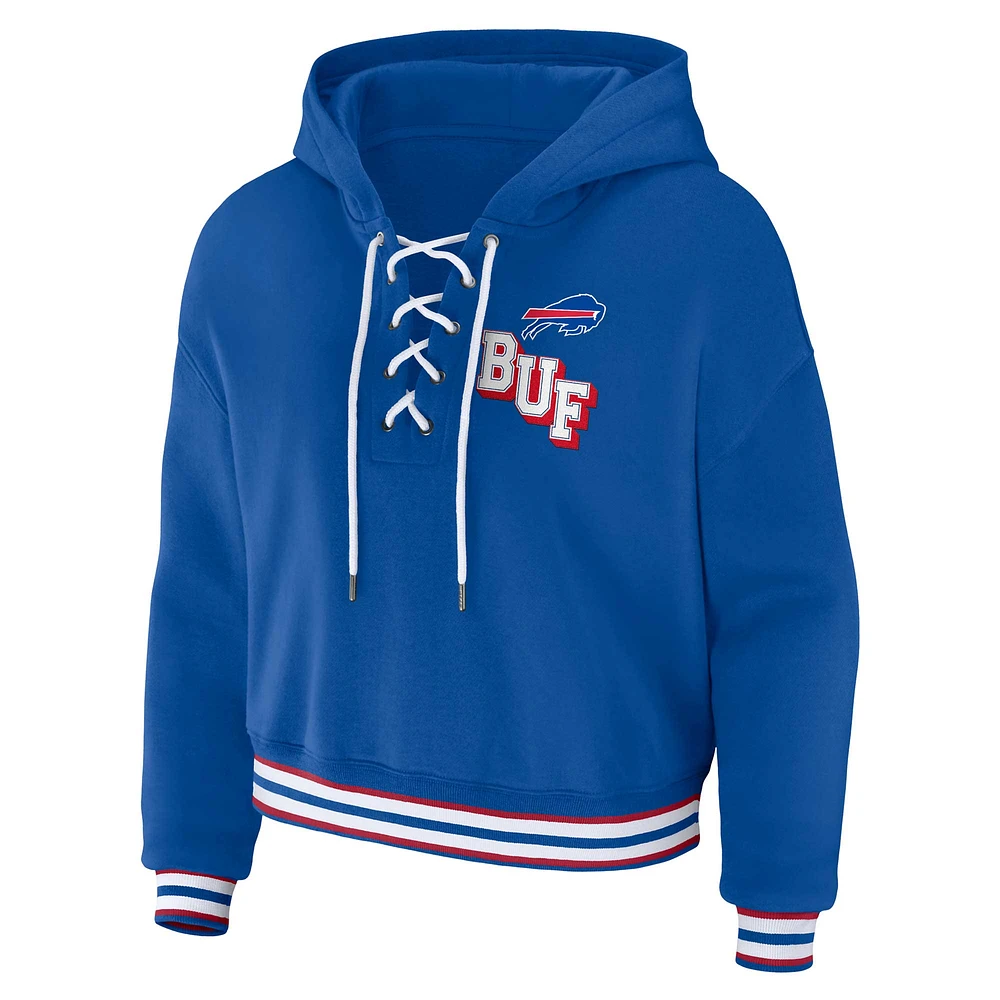 Women's WEAR by Erin Andrews Royal Buffalo Bills Plus Lace-Up Pullover Hoodie