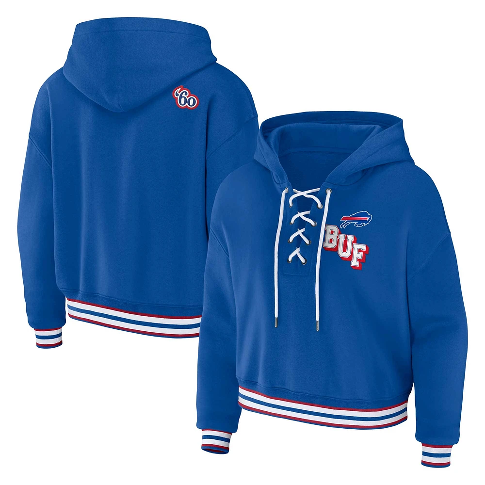 Women's WEAR by Erin Andrews Royal Buffalo Bills Plus Lace-Up Pullover Hoodie