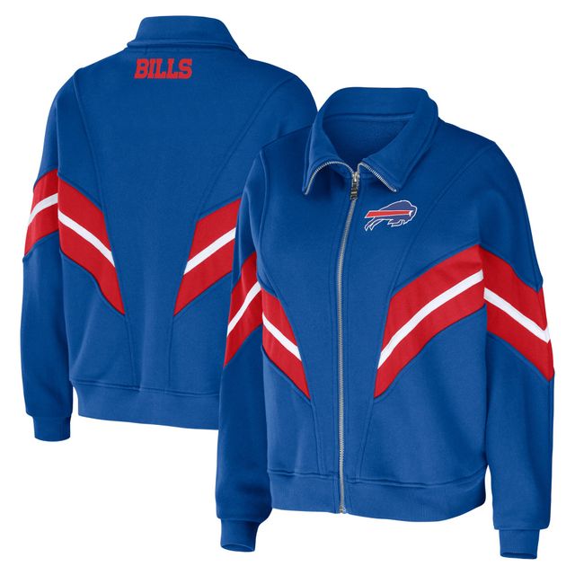 WEAR by Erin Andrews Royal Buffalo Bills Veste zippée à rayures et teinture en fil grande taille pour femmes