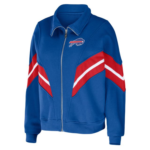 WEAR by Erin Andrews Royal Buffalo Bills Veste zippée à rayures et teinture en fil grande taille pour femmes