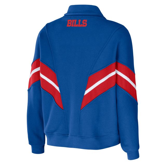 WEAR by Erin Andrews Royal Buffalo Bills Veste zippée à rayures et teinture en fil grande taille pour femmes