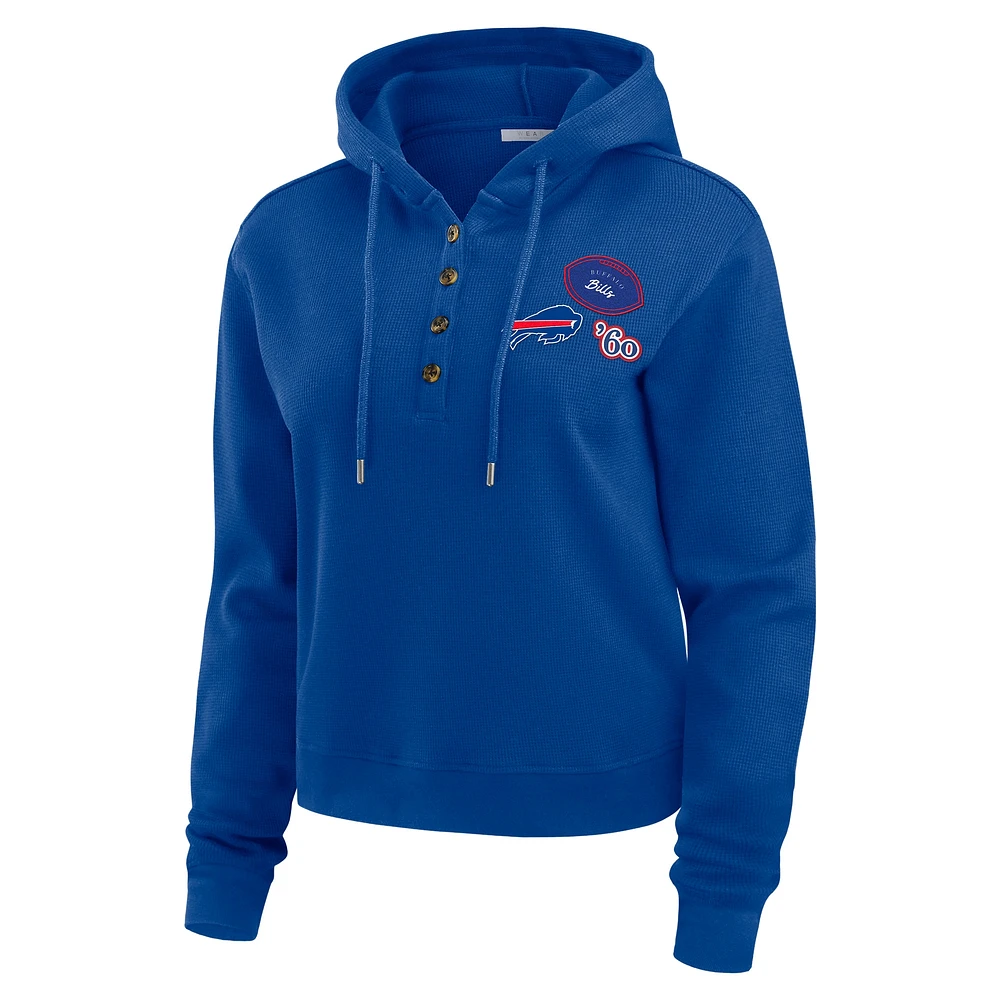 Women's WEAR by Erin Andrews  Royal Buffalo Bills Waffle Hoodie Pullover Top