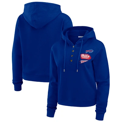 Women's WEAR by Erin Andrews Royal Buffalo Bills Waffle-Knit Pullover Hoodie