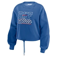 Women's WEAR by Erin Andrews Royal Buffalo Bills Washed Fleece Long Sleeve T-Shirt & Shorts Lounge Set