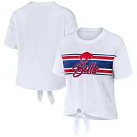 T-shirt rétro à nouer devant Buffalo Bills blanc pour femme WEAR by Erin Andrews