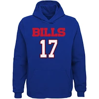 Sweat à capuche avec nom et numéro du joueur principal des Royal Buffalo Bills Josh Allen pour jeunes