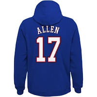 Sweat à capuche avec nom et numéro du joueur principal des Royal Buffalo Bills Josh Allen pour jeunes